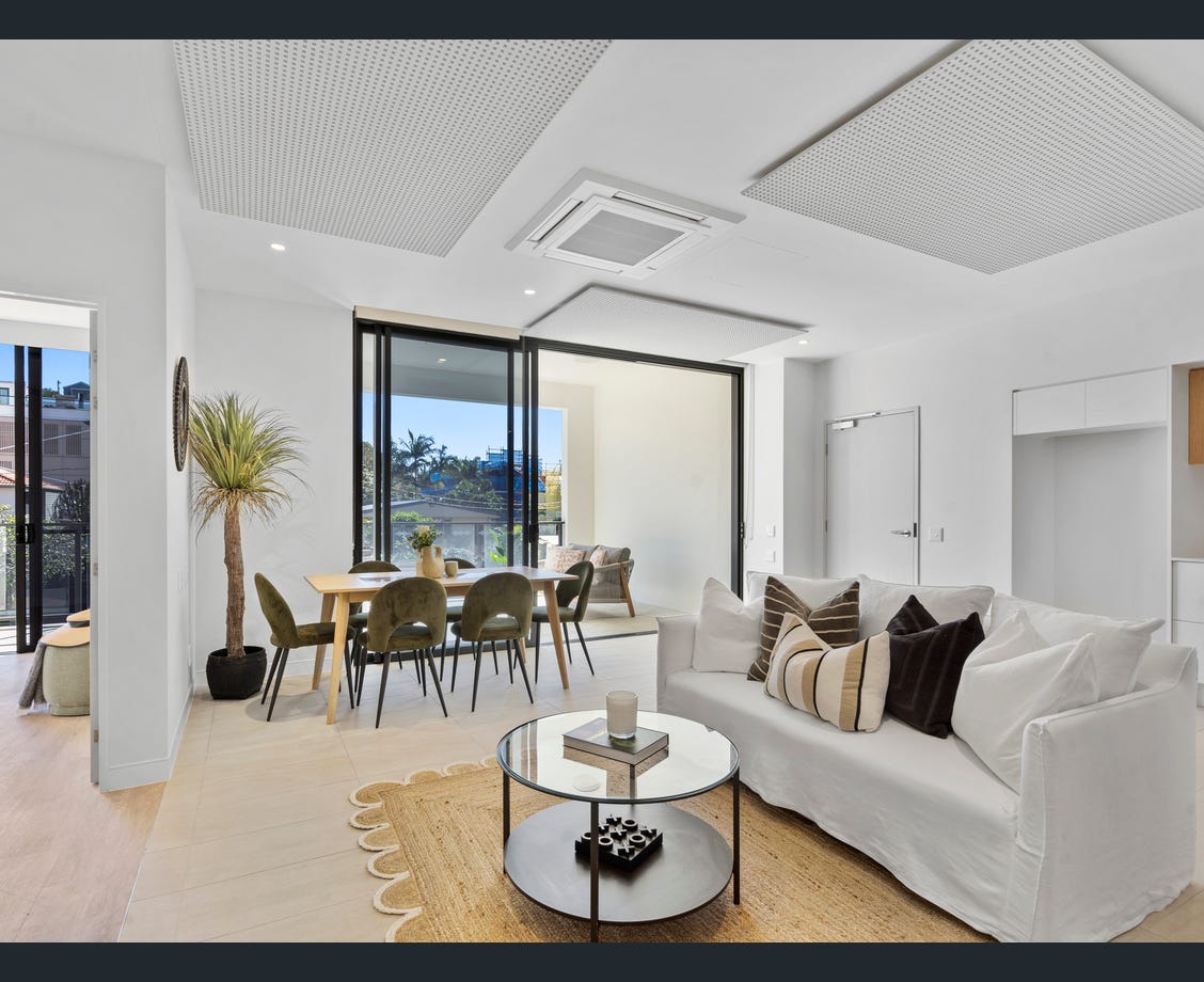 Residential interior with ceiling cassette air conditioning